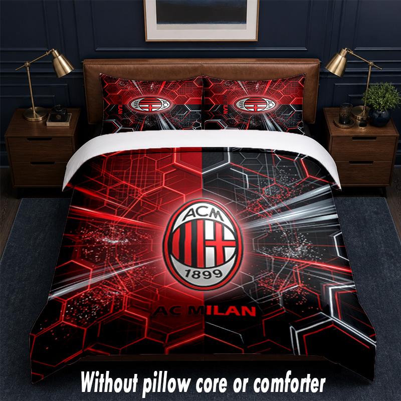 AC Milan Design Bed Bedding Set 1 Duvet Cover + 2 Pillowcases Soft Breathable Household Bed Linens