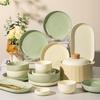 Керамический набор столовой посуды в кремовом стиле