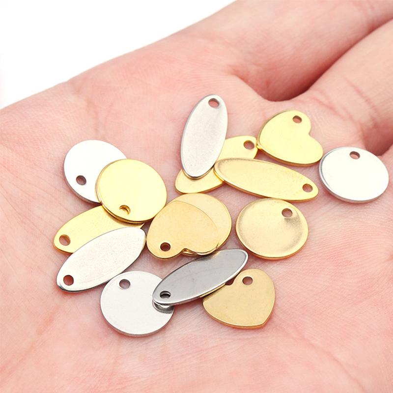 10-20pcs 6-35mm Stainless Steel Charms Round Dog Tag Pendant Stamping Blanks Pendants For Necklaces DIY Jewelry Making Wholesale