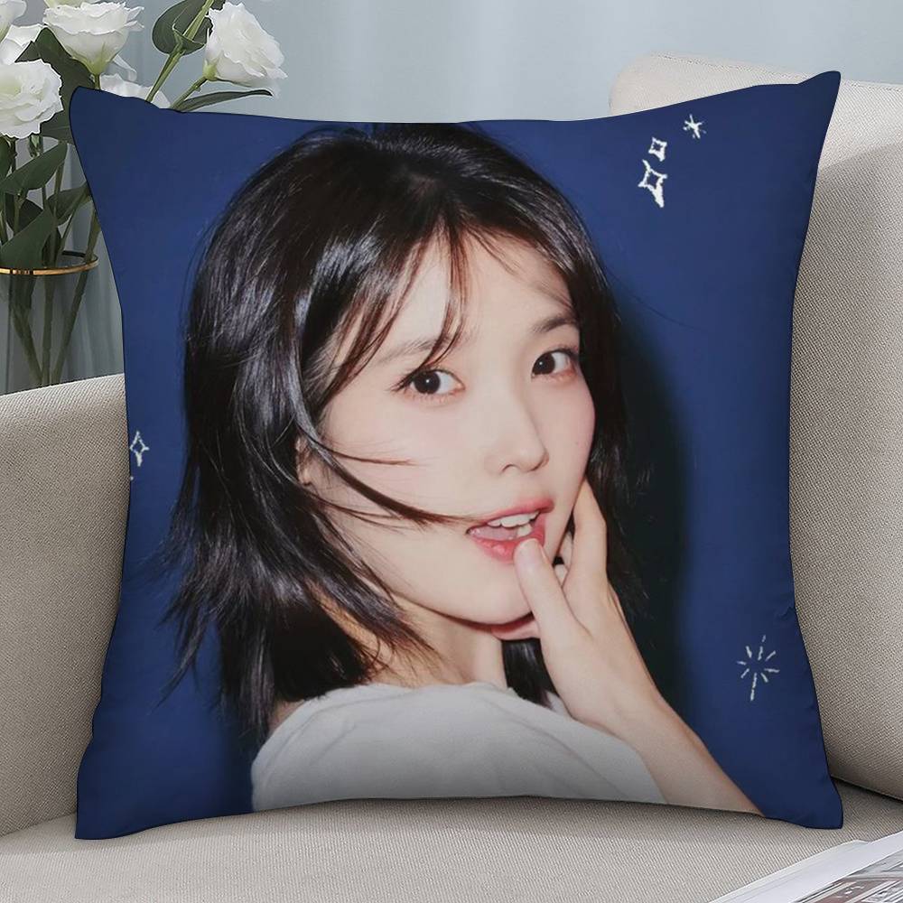 Kpop I-IU Милая наволочка Короткий плюш Двусторонняя печать Квадратные наволочки для диванных подушек Домашний декор для подушек