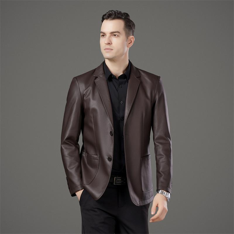 Men's Genuine Leather Jacket Autumn and Winter New High-end Business Casual Temperament Fashionable Windproof Leather Jacket