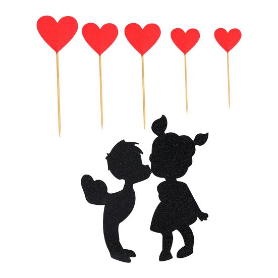 3 Set Cake Topper Love Heart DIY Exquisite Workmanship Sweet Lovers Cupcake Topper