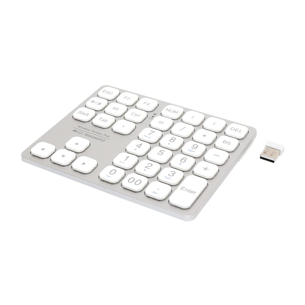 Miyoshi MCO Wireless Numeric Keypad for Windows with Directional Keys, 2.4GHz Connection, 36 Keys, Type-C Rechargeable, Approximately 75 Hours of
