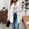 Women's White Diamond Pattern Double Breasted Blazer