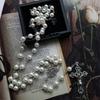 8mm Prayer Beads Rosary Necklace Mary Jesus for Cross Pendant Catholic Necklaces Religious Jewelry Women Charm Gifts