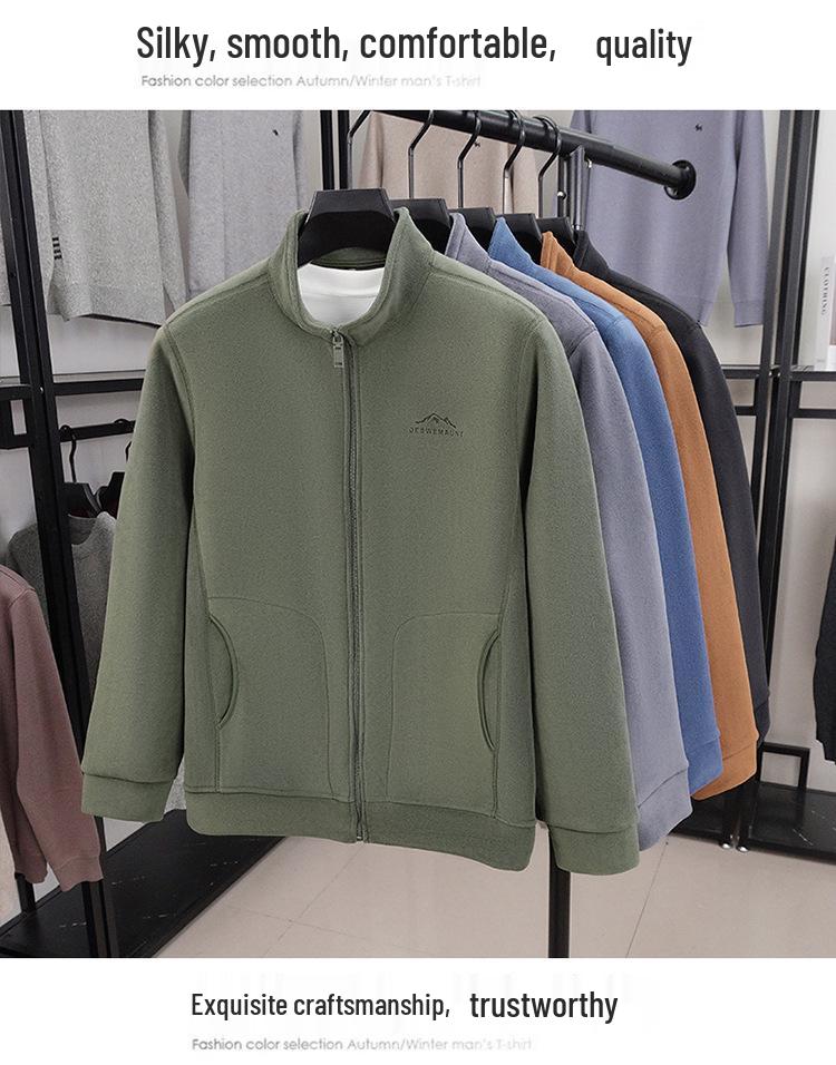 Thickened Double-Sided Coral Fleece Jacket Hoodie – New Autumn/Winter Warm Stand Collar Cardigan with Zipper