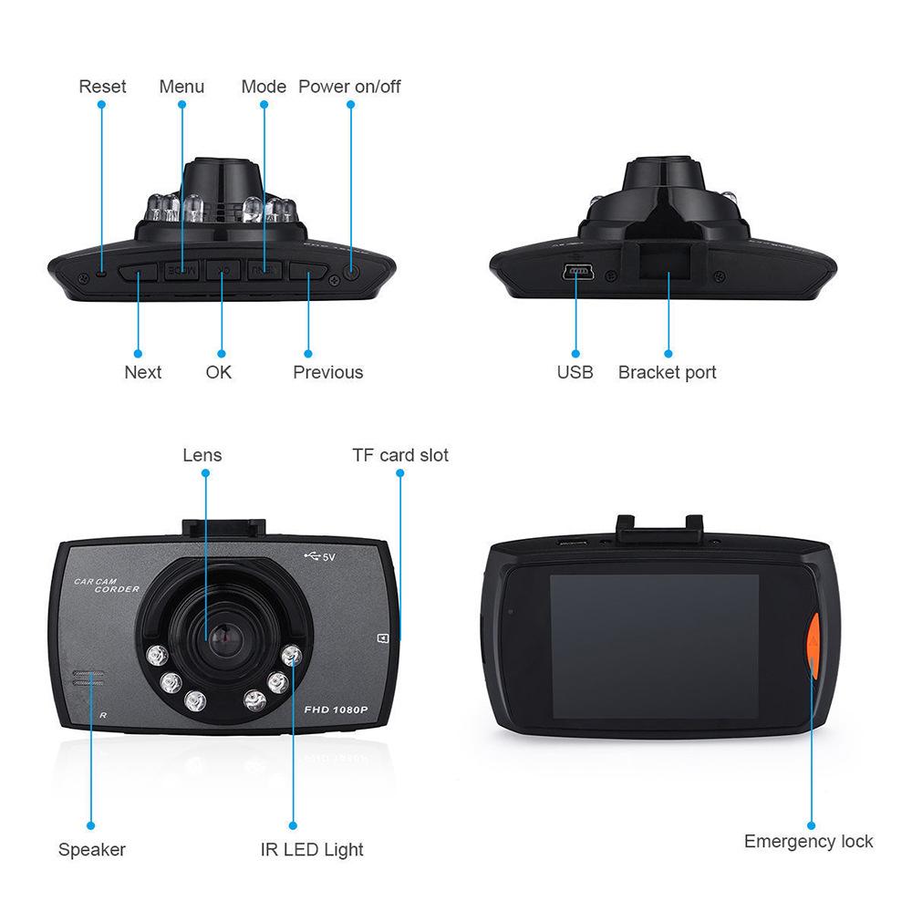 Черный 1080P HD Driving Recorder Сверхчеткий автомобильный видеорегистратор Dashcam Video Recorder