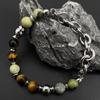Unisex Retro Chinese Hip-Hop Stone & Titanium Steel Bracelet - Non-Fading, Trendy, Versatile Accessory