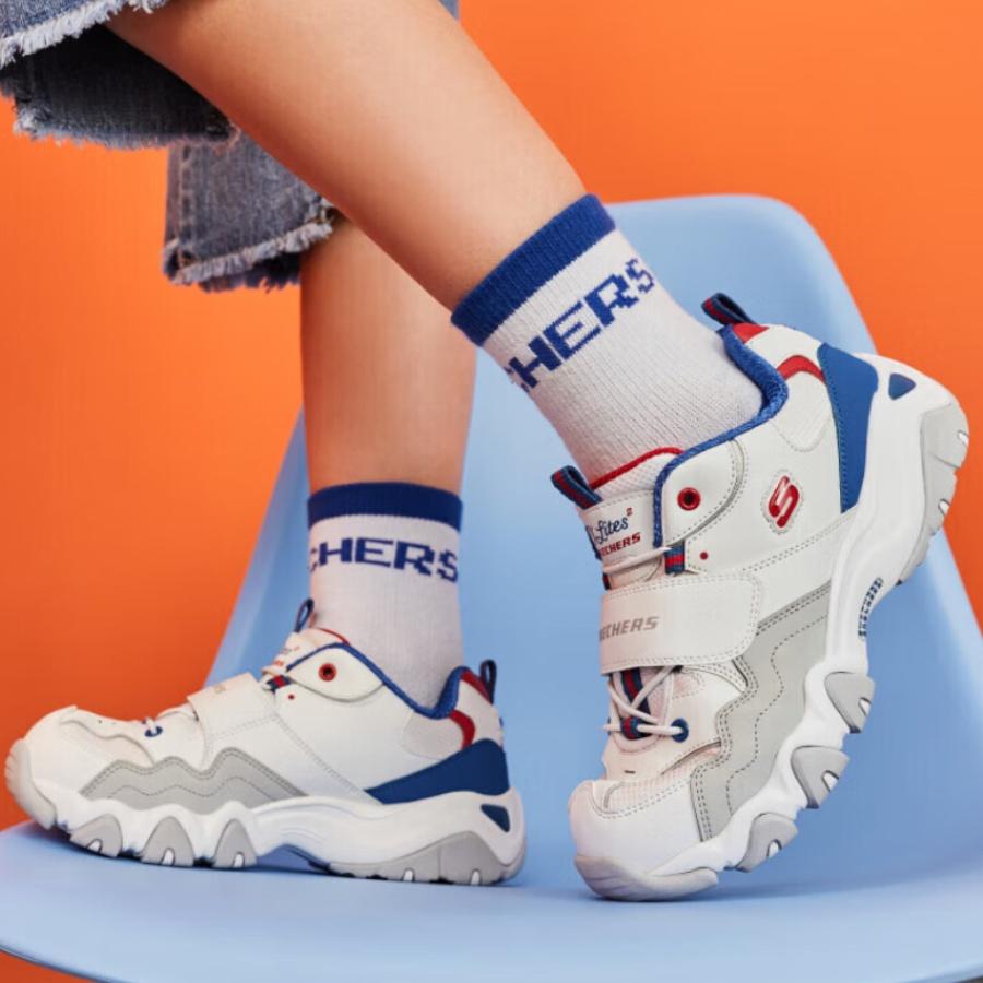 Skechers D'Lites II K Running Shoes White/Blue Kids' 996301L-WGBL