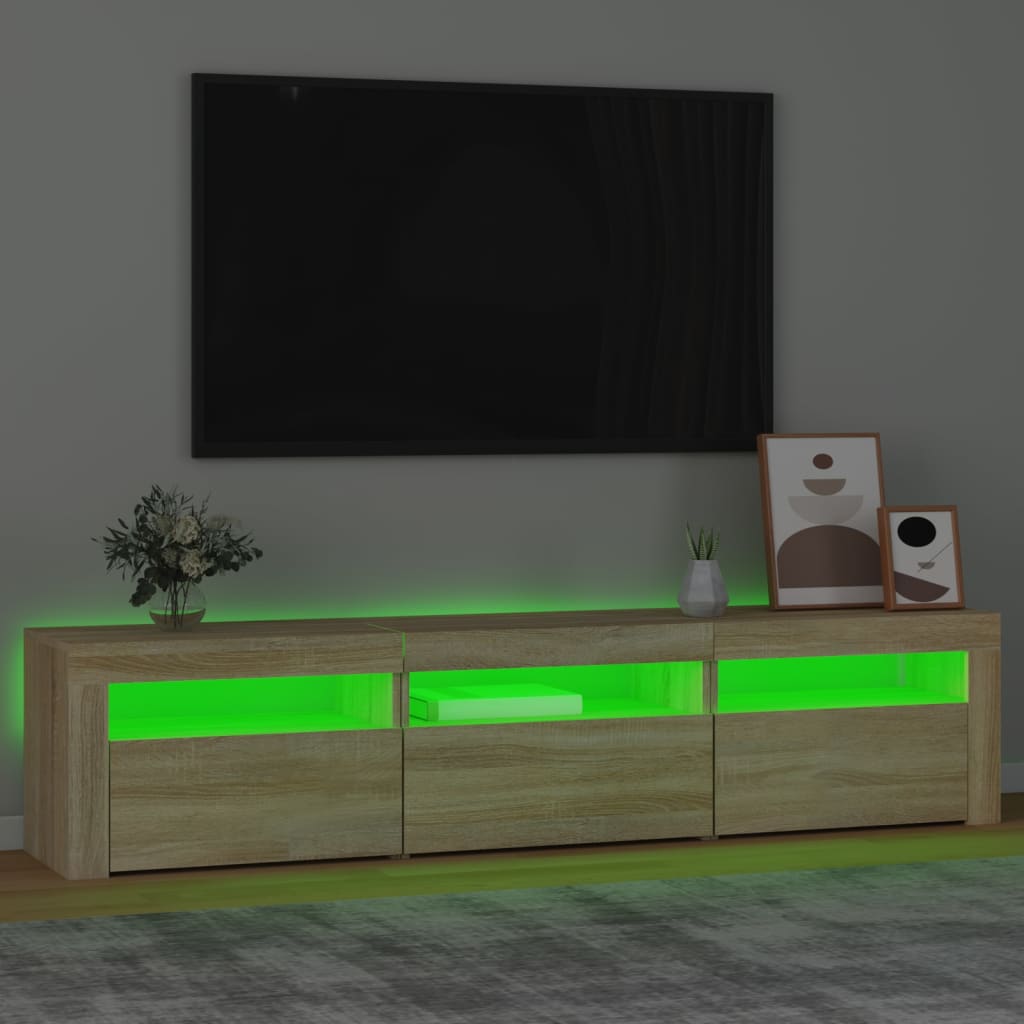 Vidaxl Szafka Pod Tv Z Oświetleniem Led, Dąb Sonoma, 180X35X40 Cm