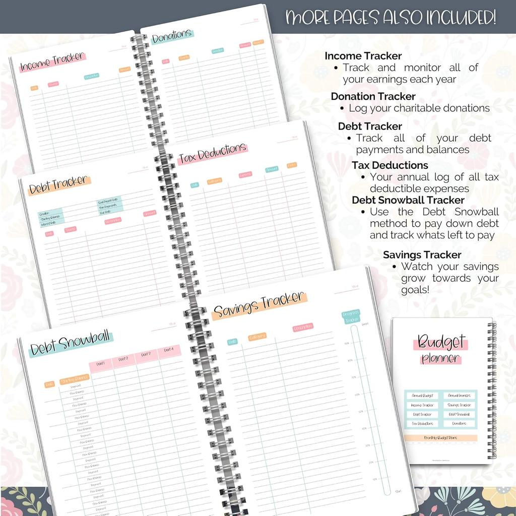 Budget Planner & Monthly Bill Organizer | Finance Budget Planner, Financial Savings, Debt, Income, Expenses, Spending & Bill Trackers - A5 (Colorful