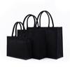 S/M/L Black Jute Tote Bags DIY Blank Grocery Handbag for Women Burlap Handbag Large Capacity Travel Organizer with Handle