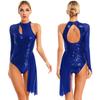Женский костюм для современного танца, купальник для фигурного катания, платья с блестками, лирические платья для джазового танца