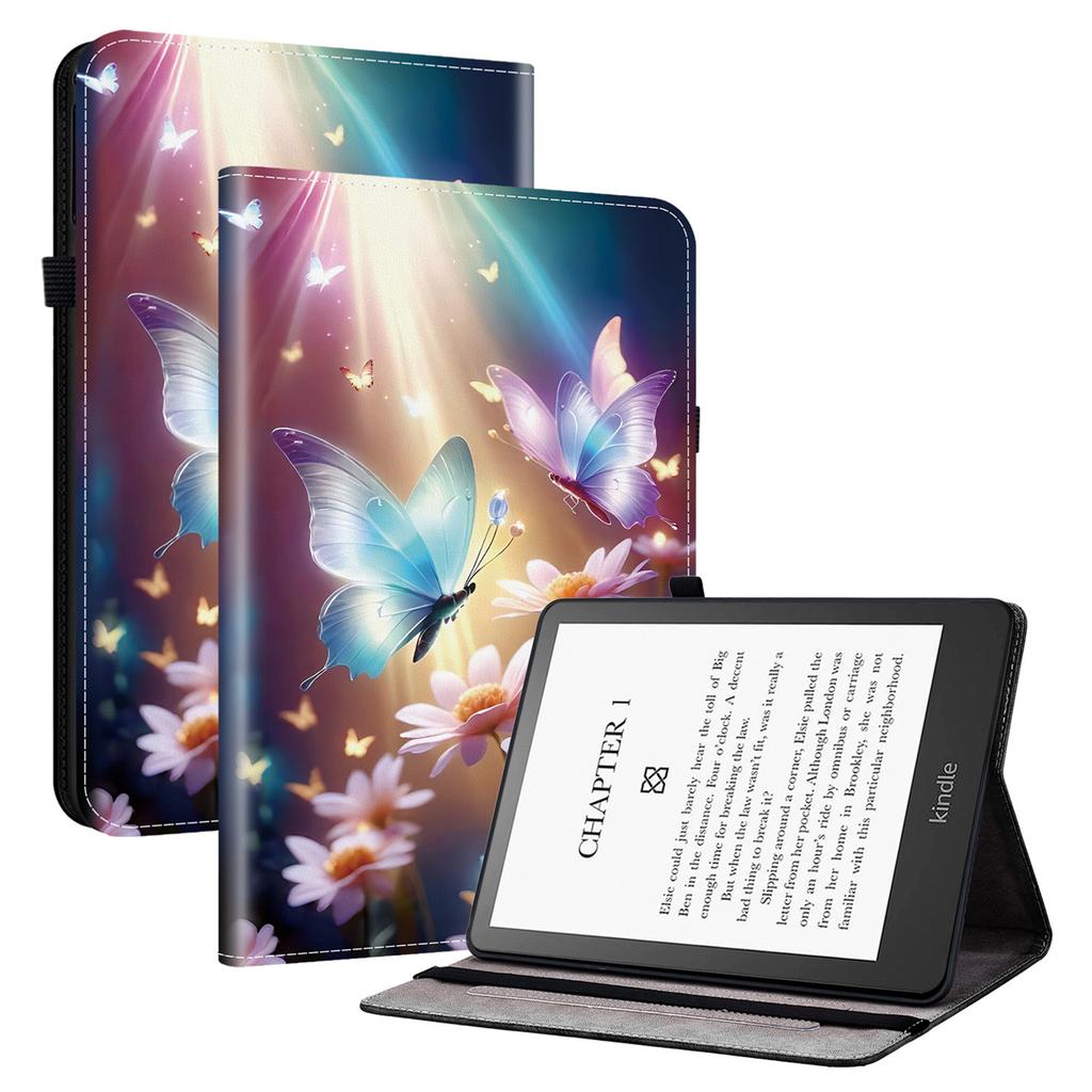 Для Amazon Kindle Paperwhite (2021) Кожаный чехол-подставка с узором и карманами для карт