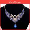 Изысканное ретро-ожерелье с павлином и разноцветными серьгами-гвоздиками, набор ювелирных изделий со стразами