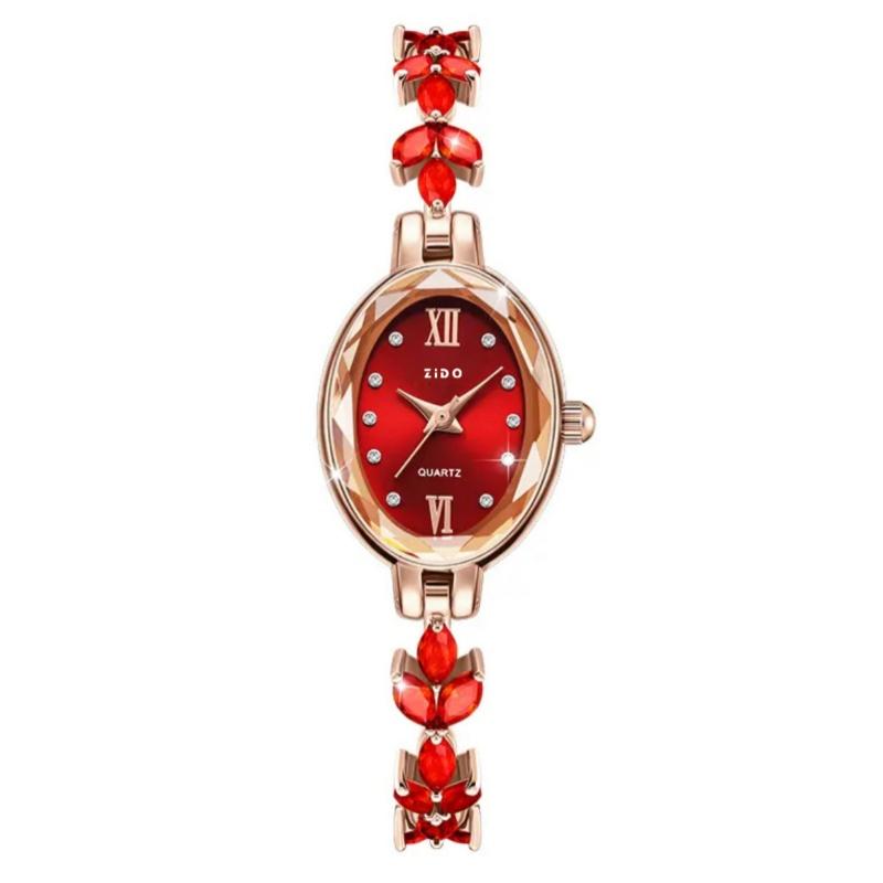 Женские часы со стразами, водонепроницаемые овальные женские кварцевые часы, браслет, наручные часы