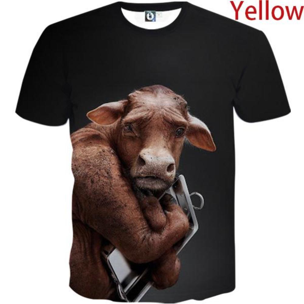 Новая мужская футболка с короткими рукавами, футболка с 3D принтом животных, забавный летний топ с короткими рукавами и круглым вырезом