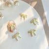 10Pcs Cute Macaron Colored 3D Resin Pearl Bow Nail Art Charms Japanese Preal Bowknot Ribbon Nail Art Decorations For Diy Nails