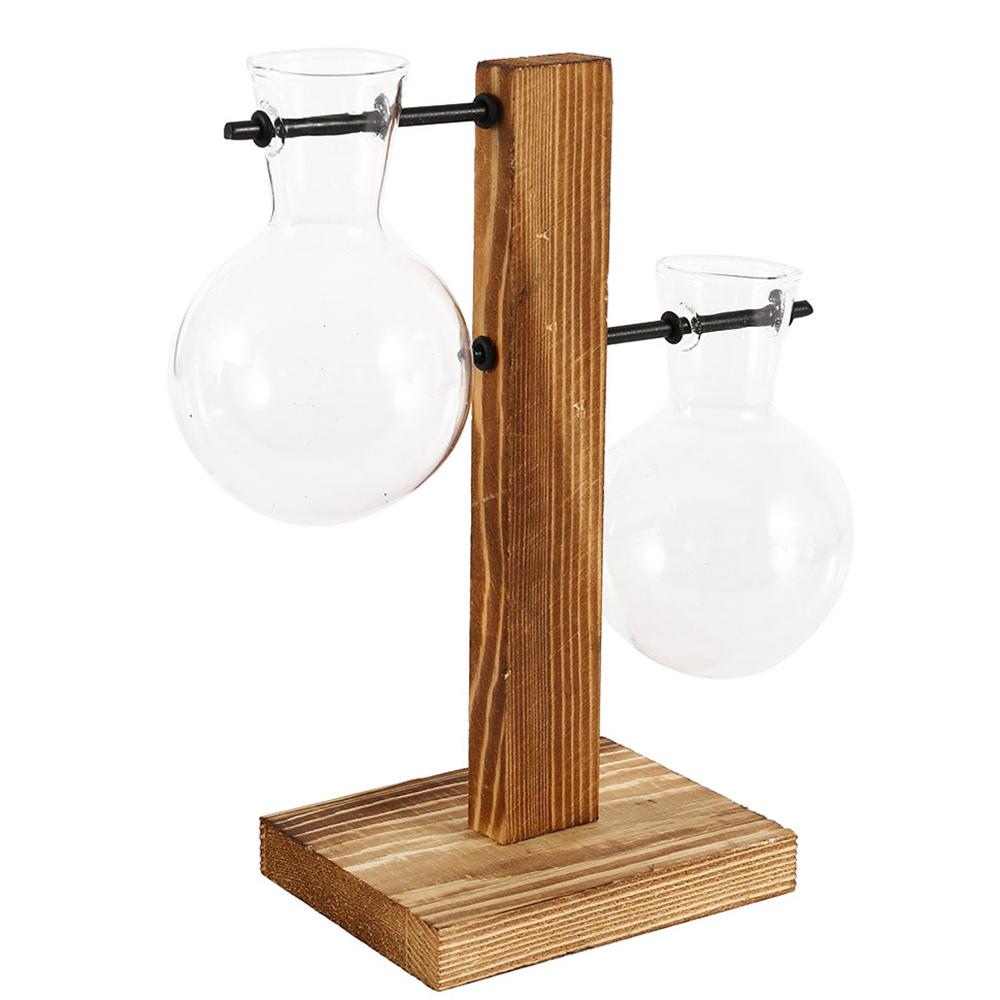 Настольная стеклянная ваза-лампочка креативный цветочный горшок с деревянной подставкой гидропонные растения цветы домашний настольный декор ваза