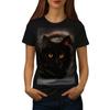 Wellcoda Black Pussy Cats T-Shirt Fluffy Design Printed Tee