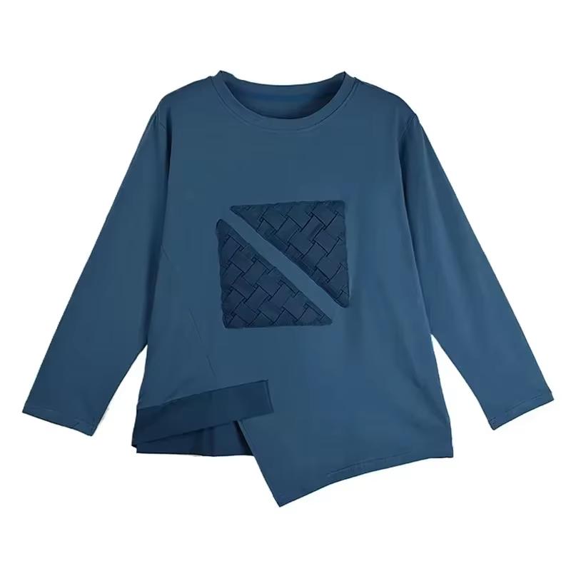 Xitao Однотонная женская футболка с длинным рукавом в стиле пэчворк LJ1078