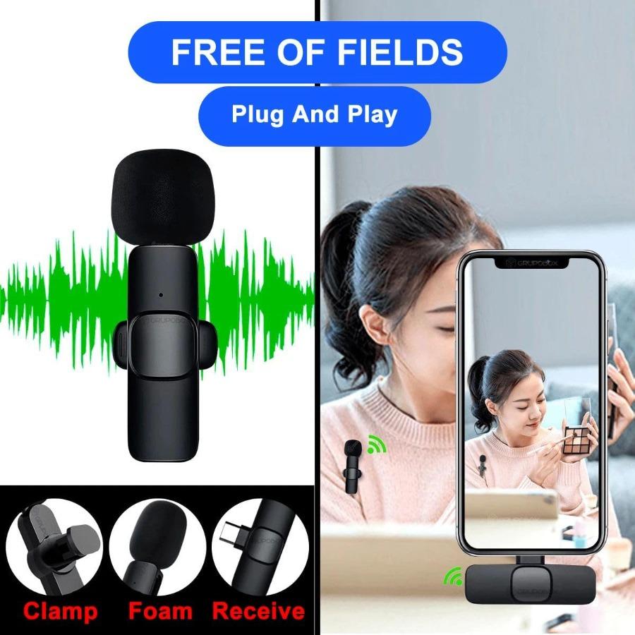 Wireless Microphones for Android Iphone Type C IOS Mini Microphone Lavalier Lapel Mic with Clip for Video Recording Mini Mic
