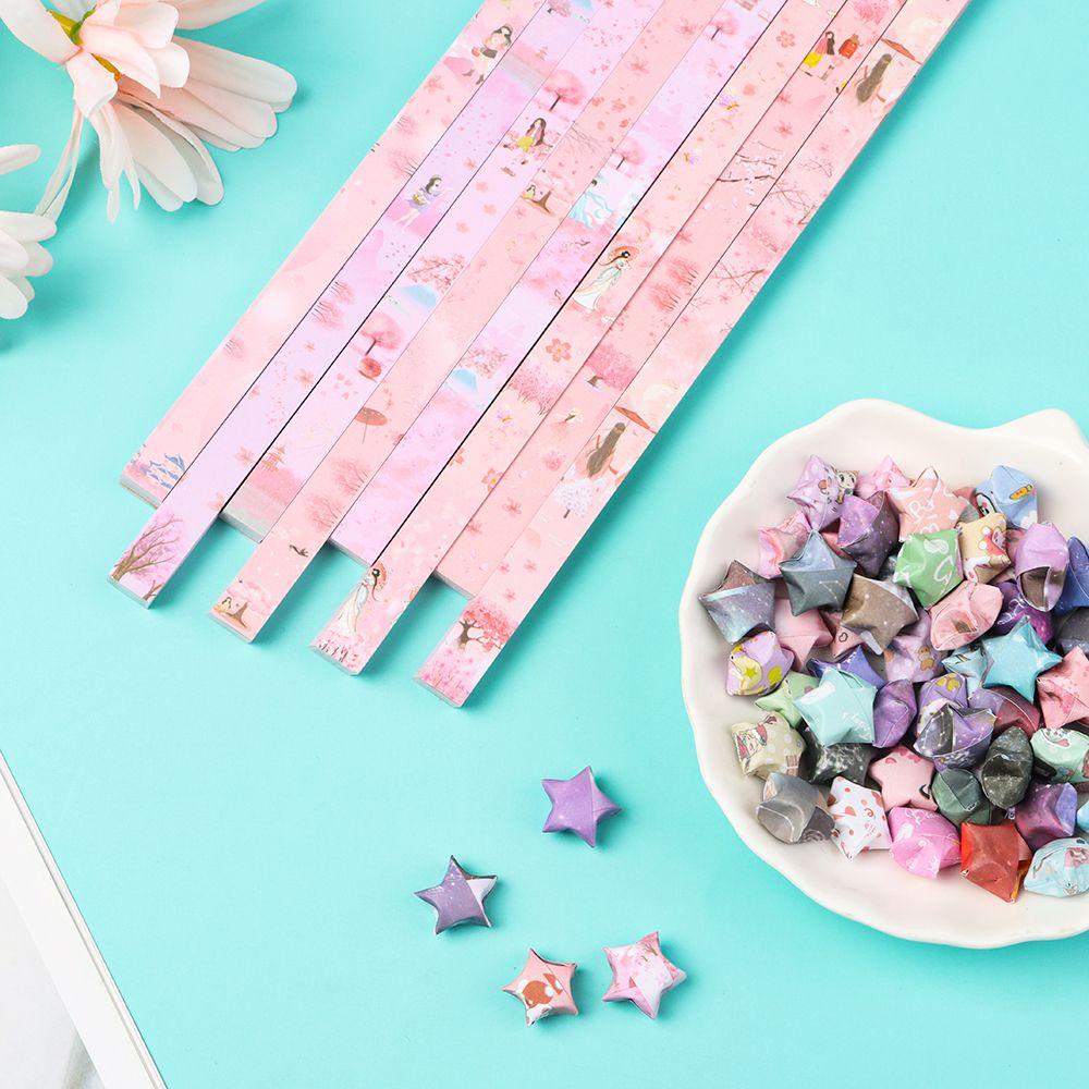 Kids Mix-Color Home Decor DIY Crafts Printed Pattern Scrapbooking Folding Star Paper Strips Origami
