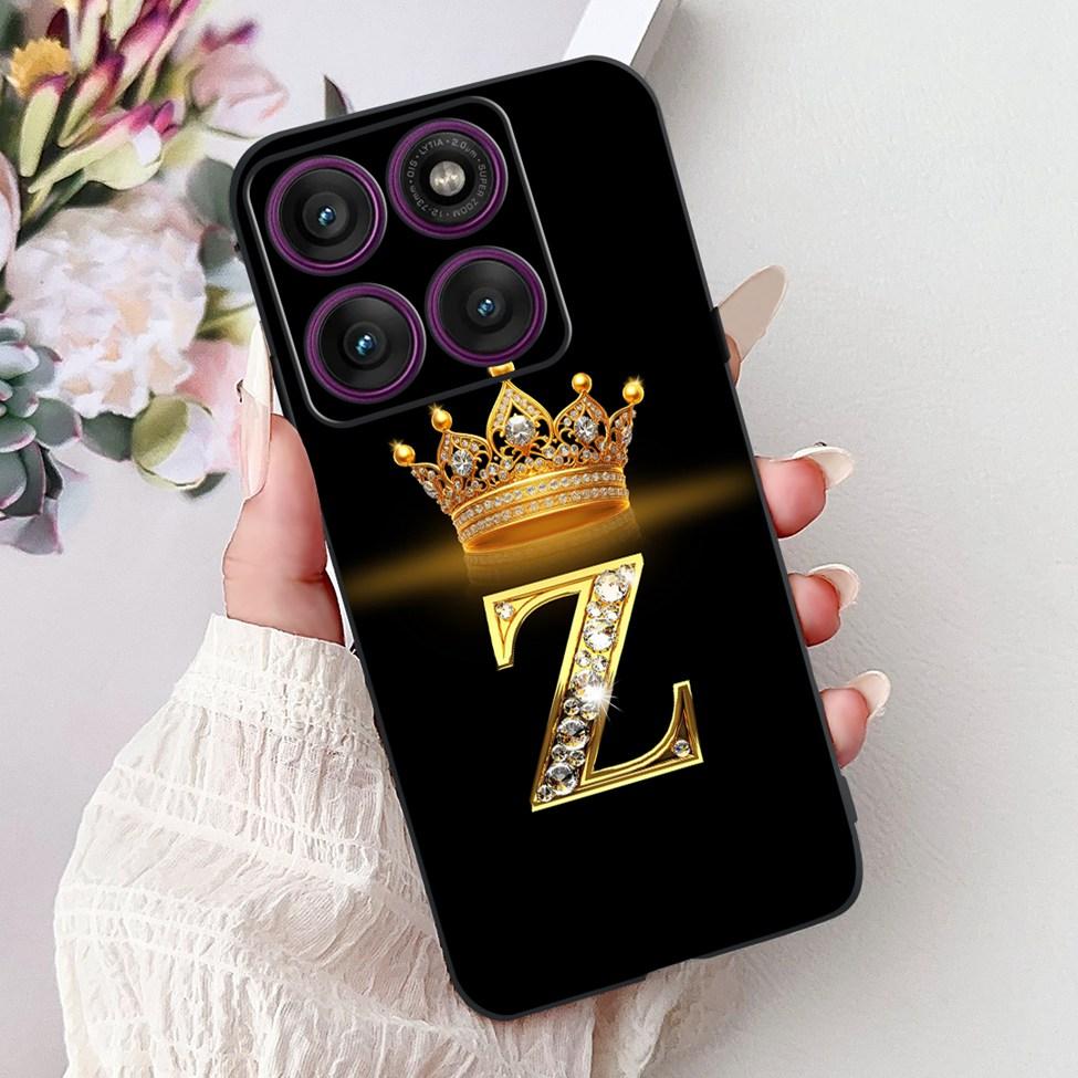 Чехол для Motorola Edge 60 Pro XT2507-1 Силиконовый Модный Роскошный Буквы от A до Z Ударопрочная Задняя Крышка Для Телефона Moto Edge 60Pro