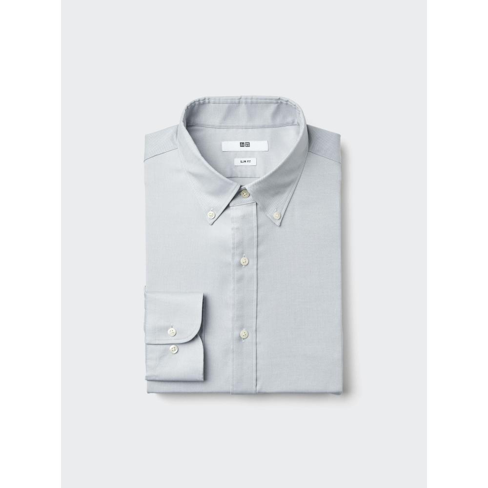 Uniqlo Япония Тонкая Оксфордская Рубашка Slim На Пуговицах Без Кармана