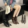 In the Autumn and Winter of 2025, the New Pointed-toed Thin-heeled Pleated Women's Boots Are Fashionable and Thin Soft Leather Zipper High-heeled Sh