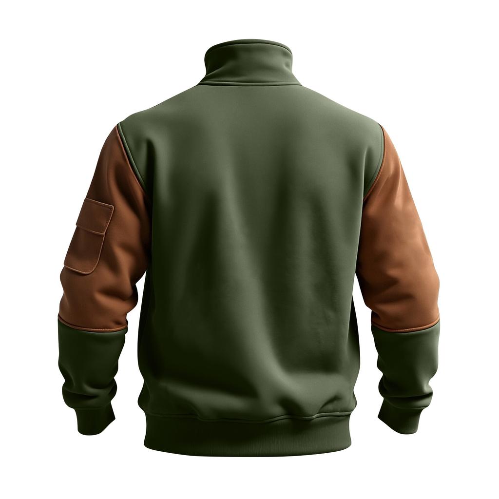 Мужской свитшот колор-блок на молнии до середины, мужской спортивный повседневный свитшот большого размера