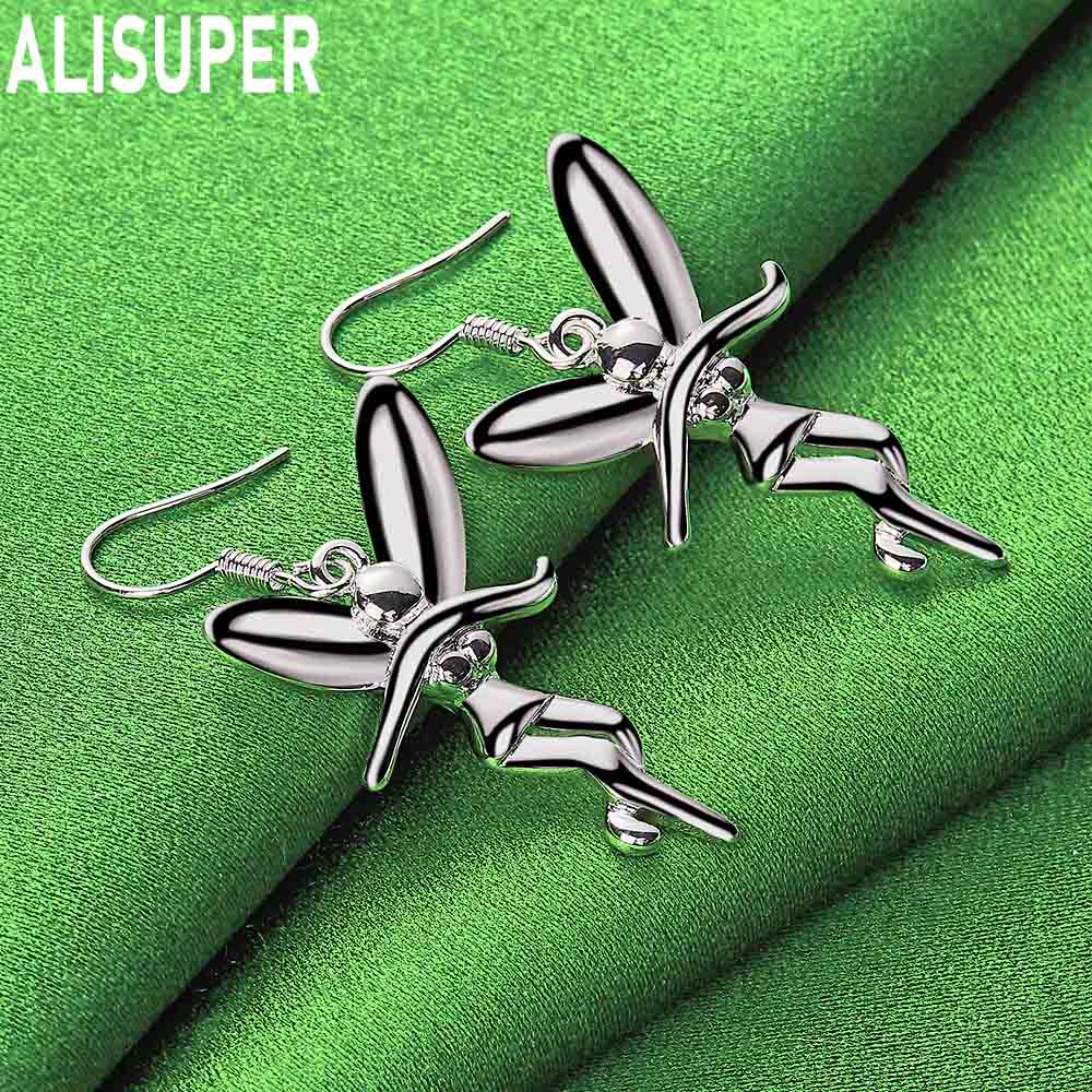 Подвеска из стерлингового серебра 925 пробы с танцующим ангелом и серьгами для пирсинга, модные украшения для свадьбы