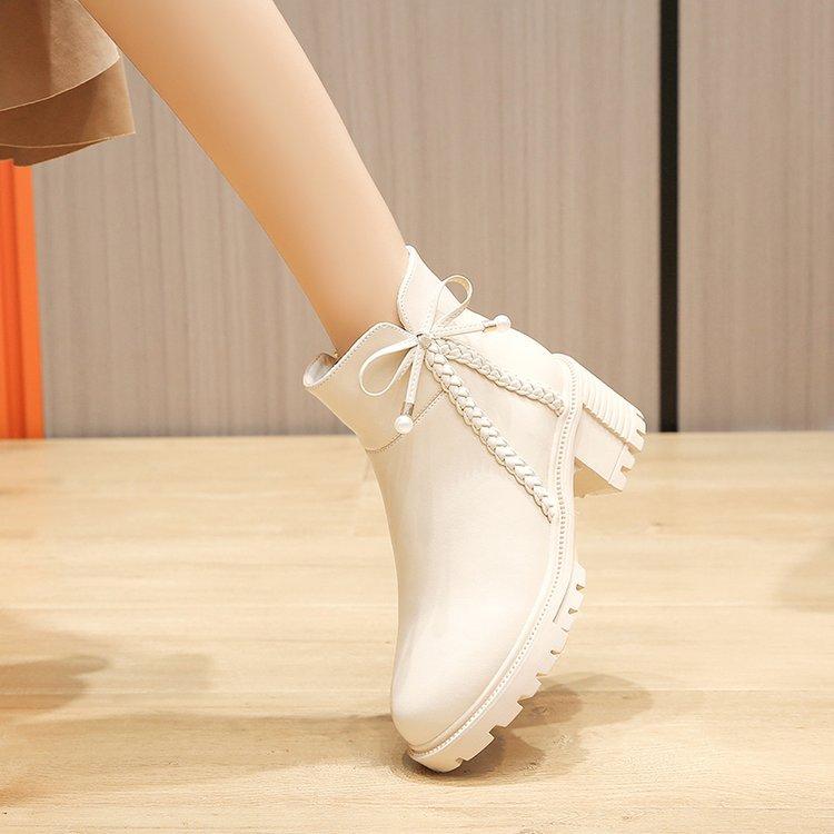 Women's Thick Heel Short Boots Casual Fashion Leather Boots