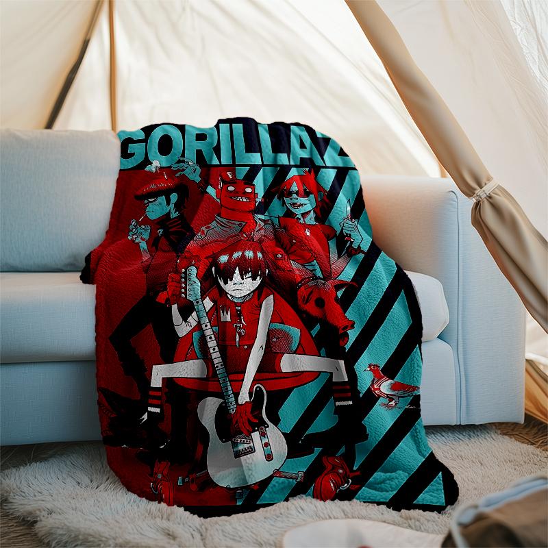 G-Gorillaz band printed blanket—lightweight,soft,warm;versatile blanket all seasons—perfect as &air-conditioning throw,nap blanket
