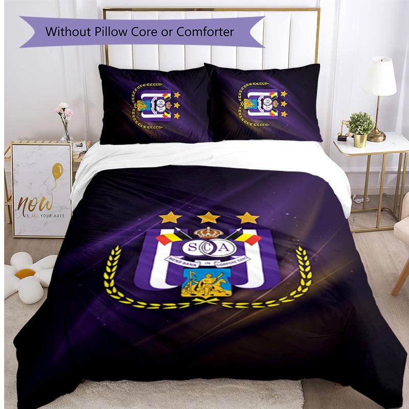 Anderlecht FC Printed 3PCS Bedding Set Breathable Duvet Cover with Pillowcases Decorative Bed Linen for Bedroom Home
