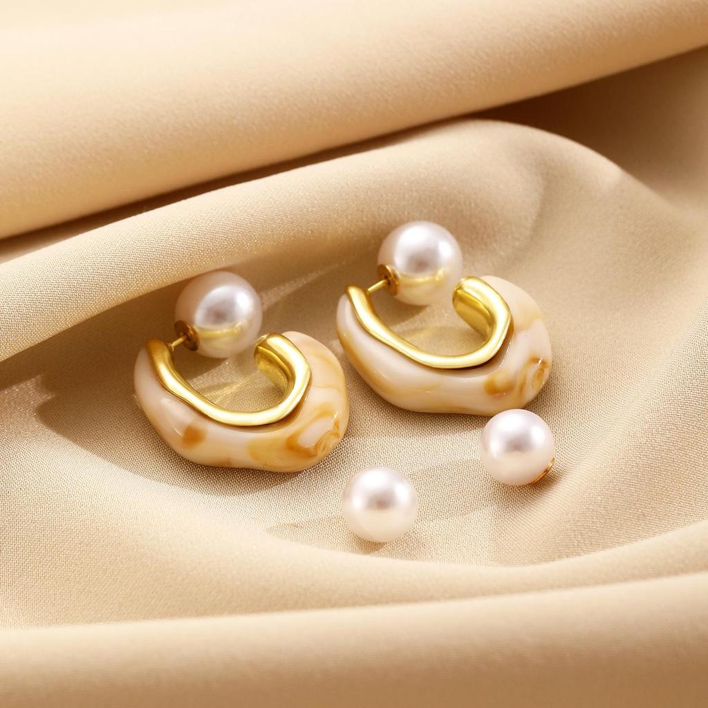 Французский ретро-стиль, модные универсальные геометрические серьги из сплава смолы в форме буквы C для женщин