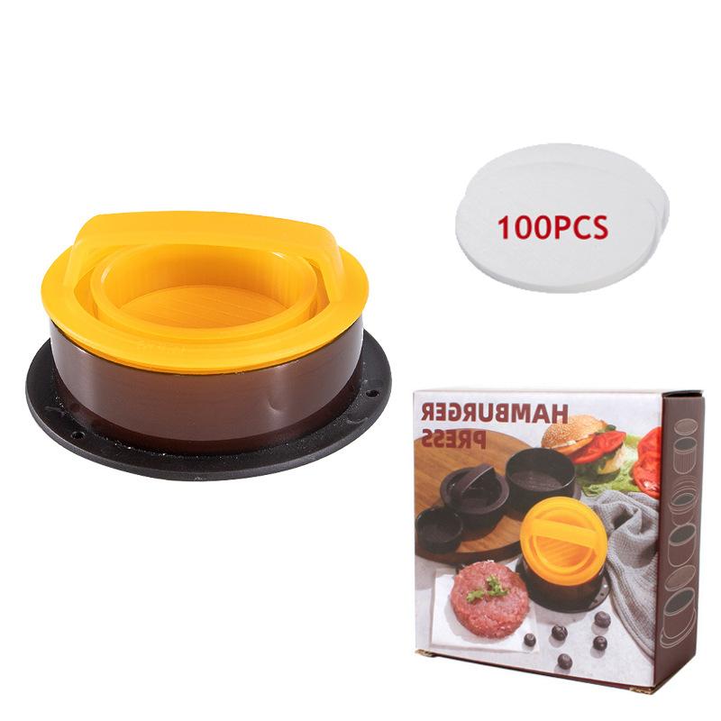 3 In 1 Round Shape Non-Stick Stuffed Hamburger Mold Beef Veggie Hamburger Meat Press Making Meat Presses Blotting Oil Paper