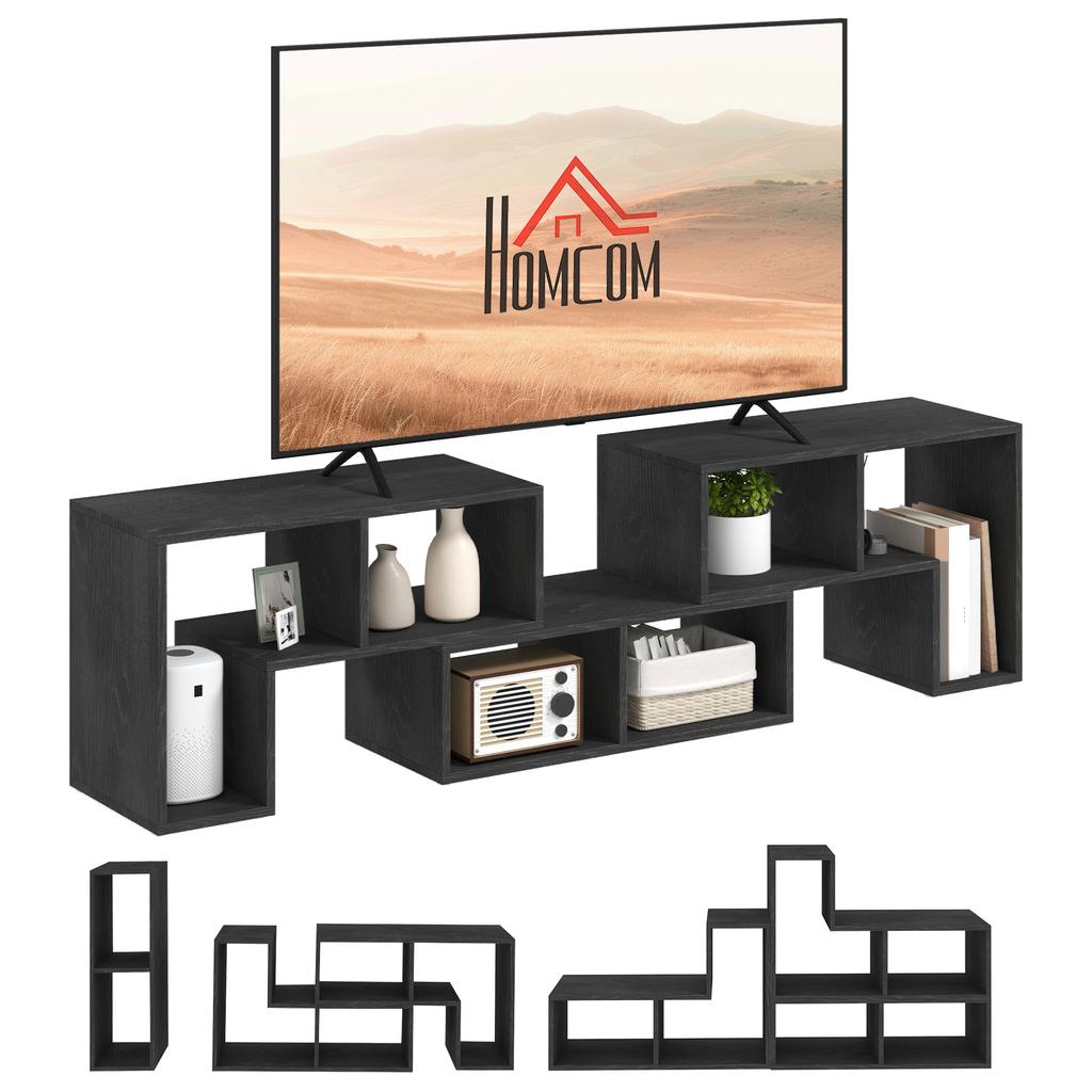 Three-Block Modular TV Stand - Black Wood-Effect
