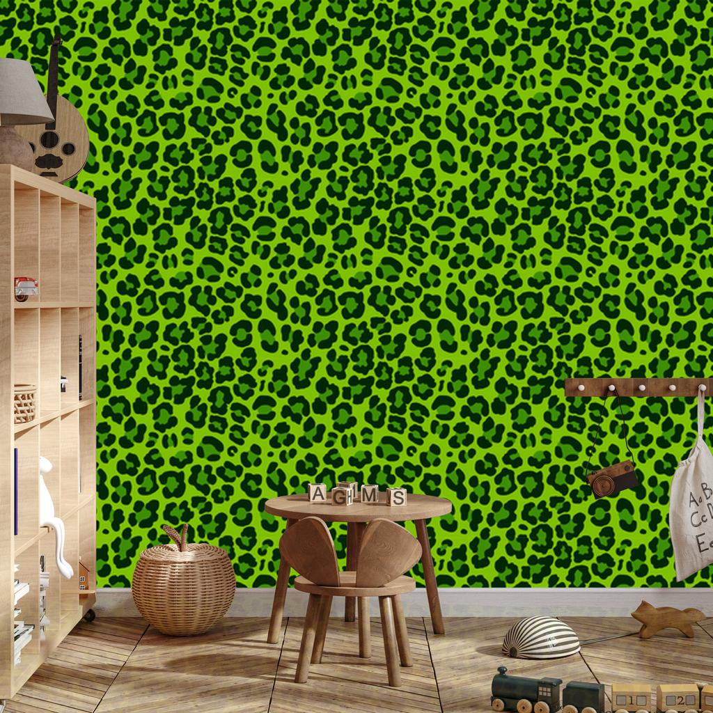 Bottle Green and Lime Leather Wallpaper 50x1000