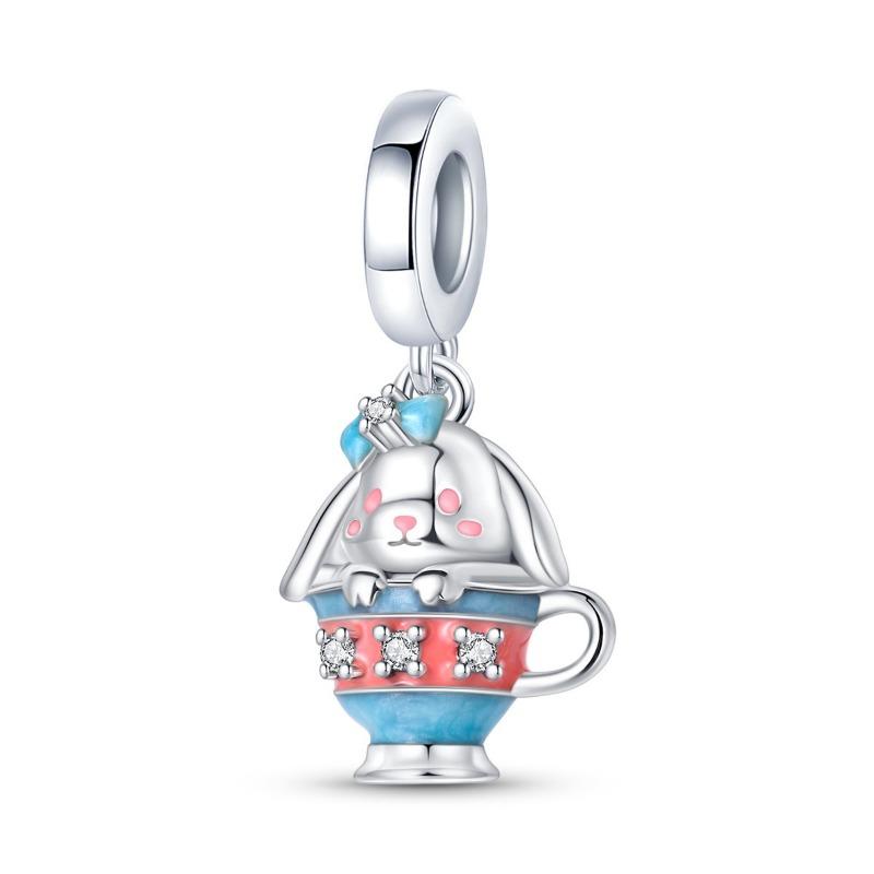 Dora Copper Plated 925 Silver Beaded Accessories Diy Cute Animal Bracelet Necklace Pendant Gift