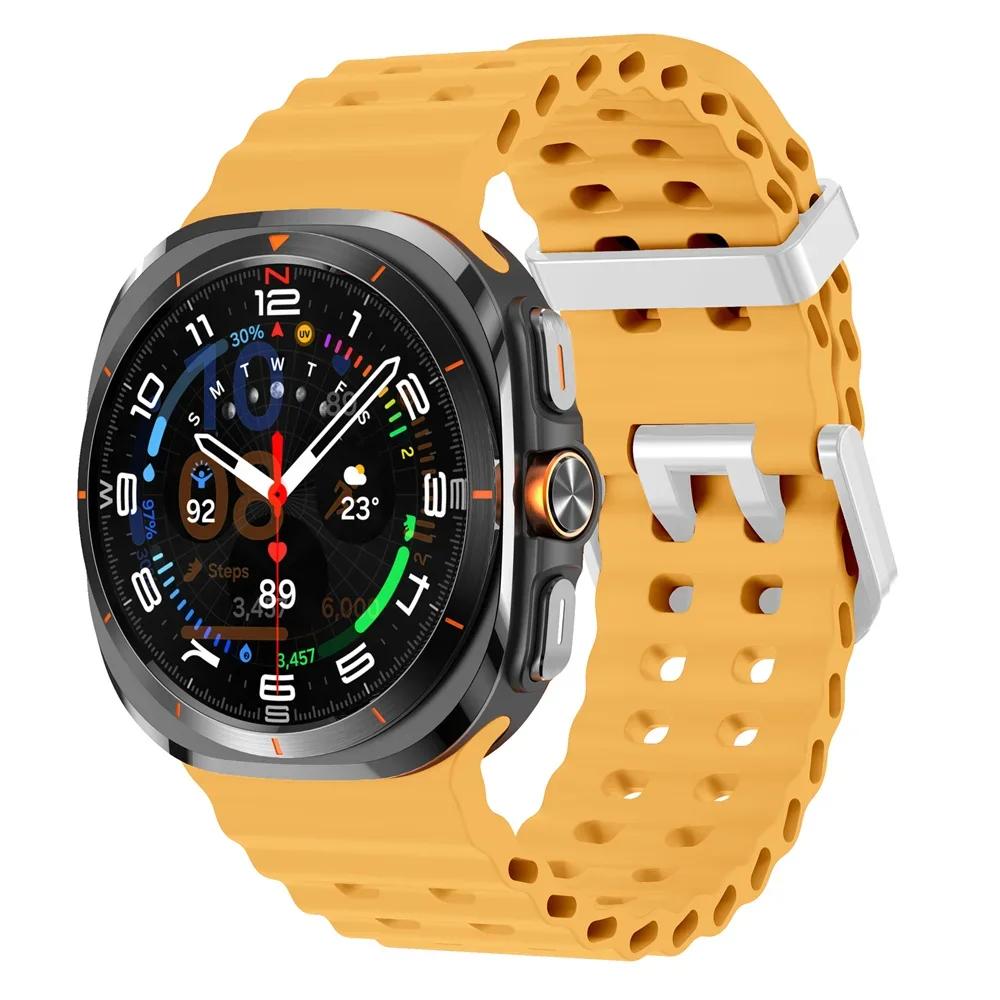 Аксессуары для Galaxy Watch Ultra Синий ремешок Силиконовый спортивный браслет ремешок Для Samsung Galaxy Watch 7 Ultra 47 мм Оригинальный ремешок