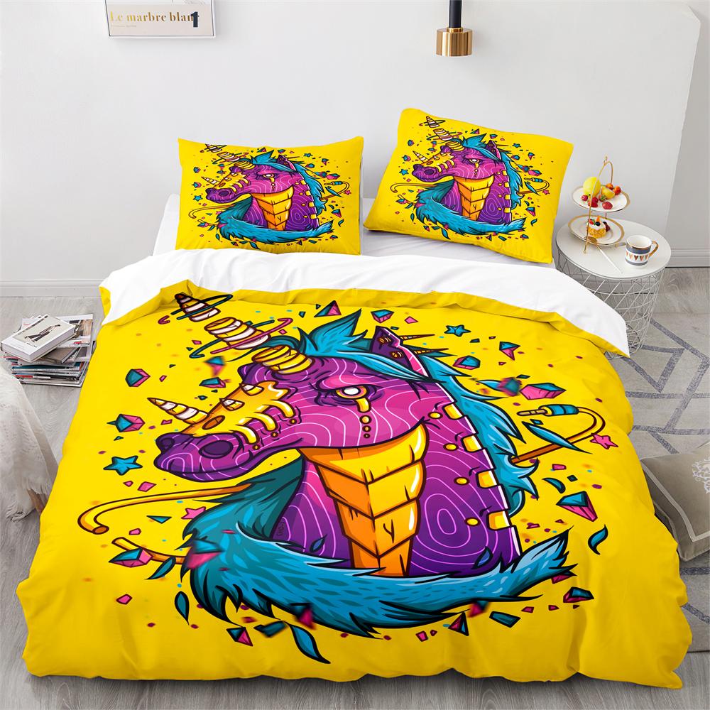 Комплект пододеяльника Лошадь-единорог Узор дикие животные Полиэстеровый пододеяльник Королевский Полный Полуторный размер Для детей Мальчиков Девочек Постельное белье