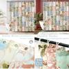 Boho Shower Curtain - Pink Floral Patchwork With 12 Hooks - Mid-Century Flowers Vintage Retro Bath Curtain For Boho Floral Bath