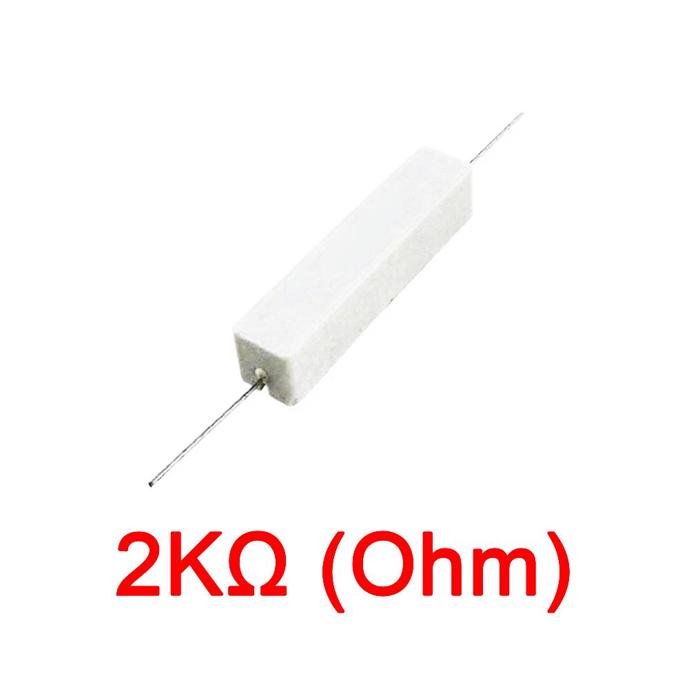 10PCS Wirewound Ceramic Cement Power Resistor Fixed Horizontal 20W Watt 0.1ohm - 100Kohm Vertical Axial Lead Resistance 5% 0.1/0.22/0.47/100/1K R Ohm