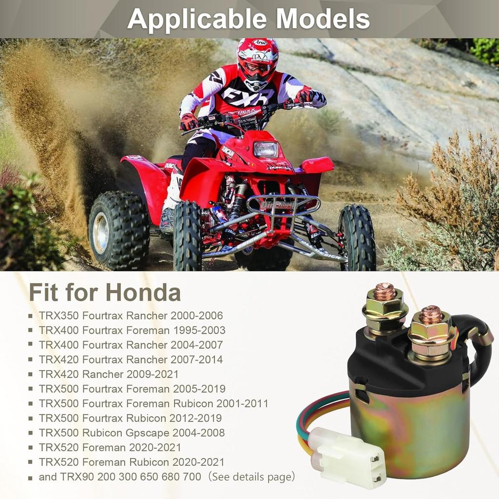Starter Solenoid Relay For Honda TRX350 Fourtrax Rancher 420 400 350 Foreman 400 500 520 Rubicon 500 520 Rincon 650 680 Sportrax 90 SND6073