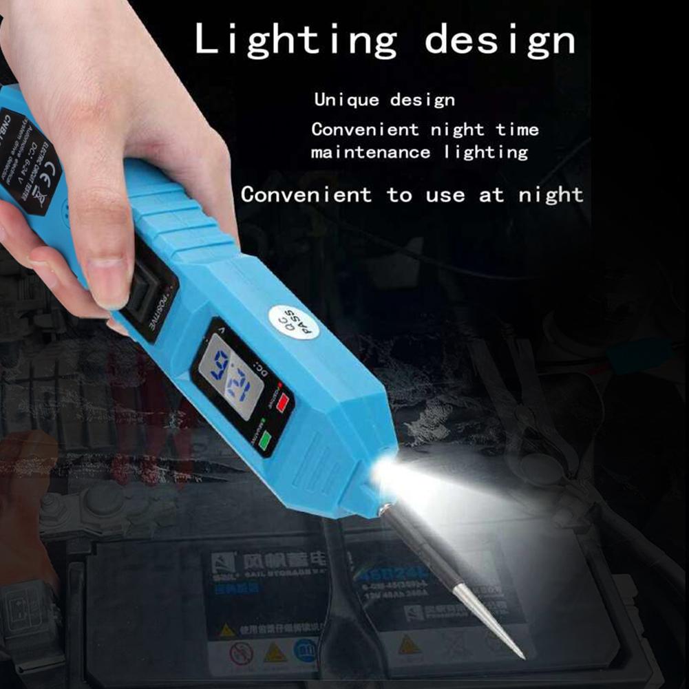 Универсальный автомобильный тестер электрических цепей 6 В-24 В, тестер электрической системы автомобиля, комплект щупов напряжения и мощности со светодиодным цифровым дисплеем