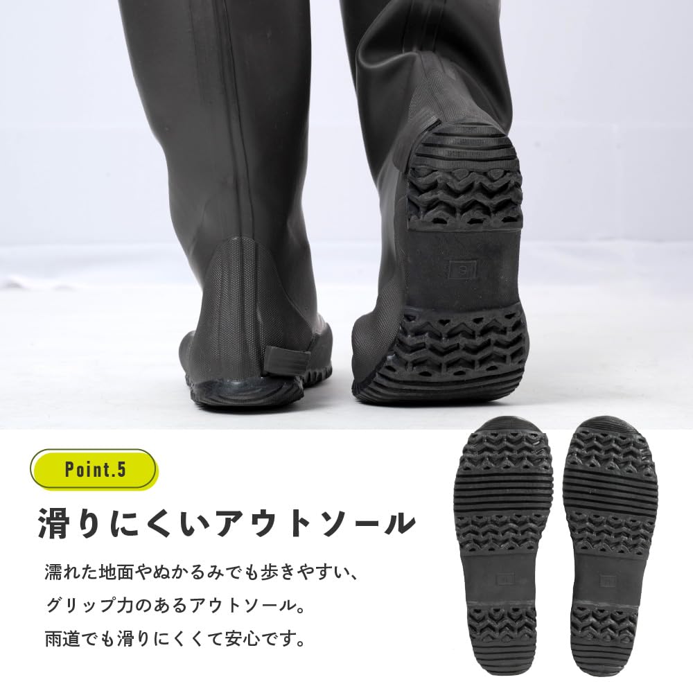 Ametohare AH-600 Roll-Up Rain Boots, Foldable with Storage Bag, Women's and Men's, Size S (Olive, Measurement 23 Points, 5 Centimeters)