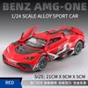 1/24 Mercedes-benz One Alloy Car Model Car Children's Toy Car Open Gift Ornaments Metal Sound And Light Simulation Collectibles