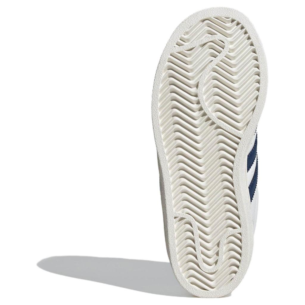 Adidas Originals Superstar Synthetic Leather Fabric Lightweight Comfortable Durable Low-Top Kids Skate Shoes Kids Sneakers White Blue IH3290