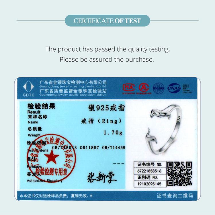 Bisaer Простое открывающееся кольцо из стерлингового серебра 925 пробы для таксы для женщин, милые модные кольца